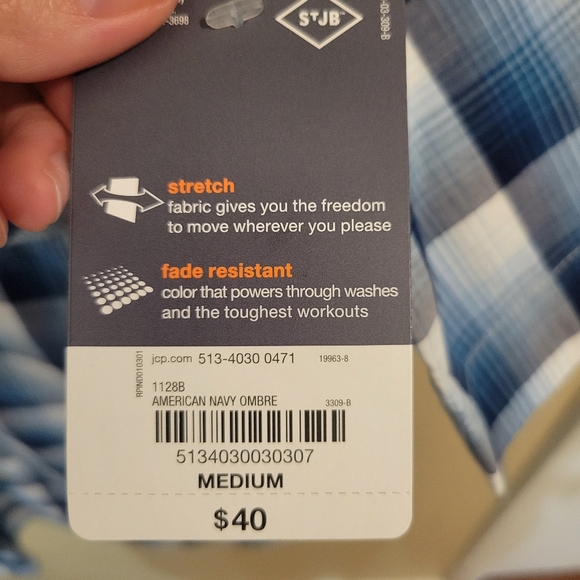 St John's Bay Mens Blue Performance Comfort Stretch Classic Fit Button up size M - Picture 2 of 5